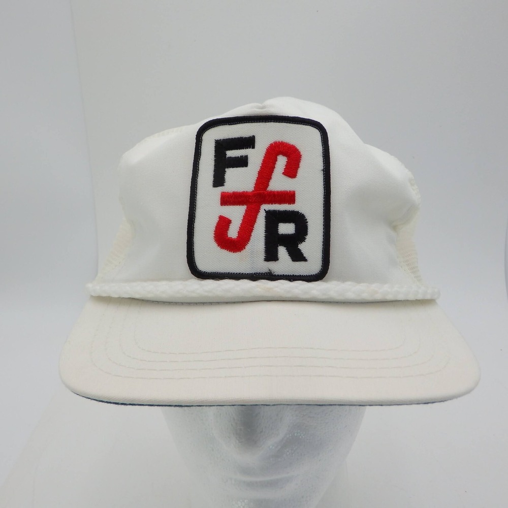 VTG FSR Embroidered Logo Snapback Hat Baseball Cap Rope USA Farming Seed White